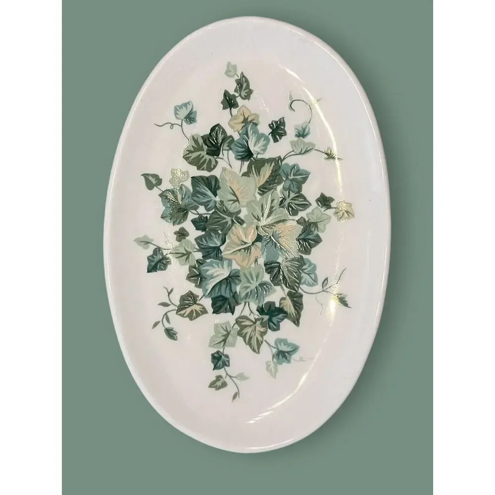 Ivy Arbor Vintage Andre Richard Bar Soap Dish Holder White Green Ivy Porcelain